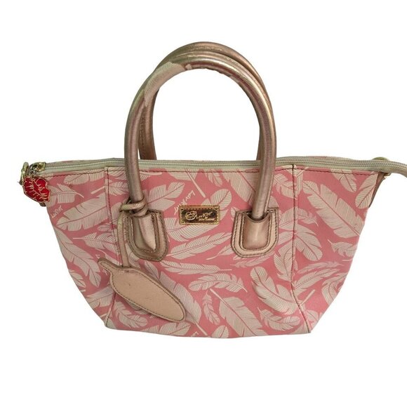 Betsey Johnson Luv Betsey Pink Palm Leaf Rose Gold Convertible Crossbody Bag - Picture 1 of 11